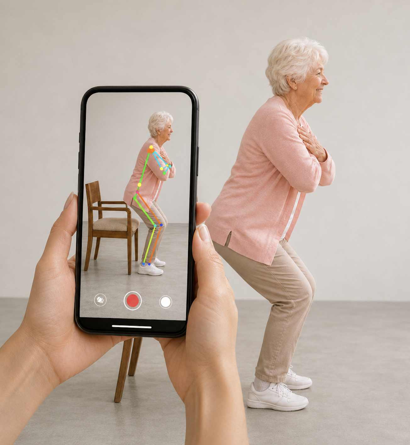 In-home caregiver reviewing a client's changing functional needs